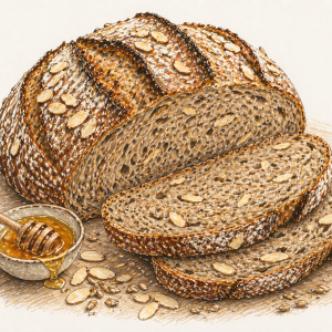 Voor de vrienden " Armando" (grof tarwe en rogge,geroosterde amandelen en honing)